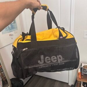 JEEP Authentic Sport Gear Y2K Logo Black Yellow Duffel Bag USA Travel Equipment
